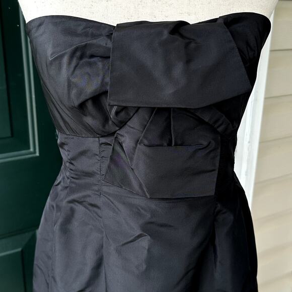 J. Crew Sz 10 100% Silk Black Taffeta LBD Event Cocktail w/ Bow Whimsigoth Event - Picture 2 of 6